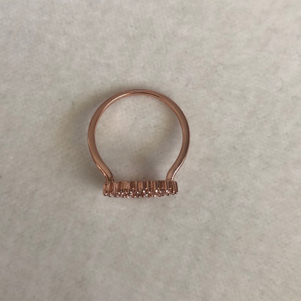 Rose Gold Open Circle Infinity White Sapphire Ring - Picture 3 of 8